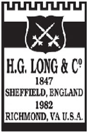 H.G. Long & Co. 1847 Sheffield, England 1982 Richmond, VA U.S.A.